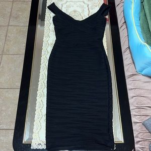 ASOS black textured midi bodycon dress